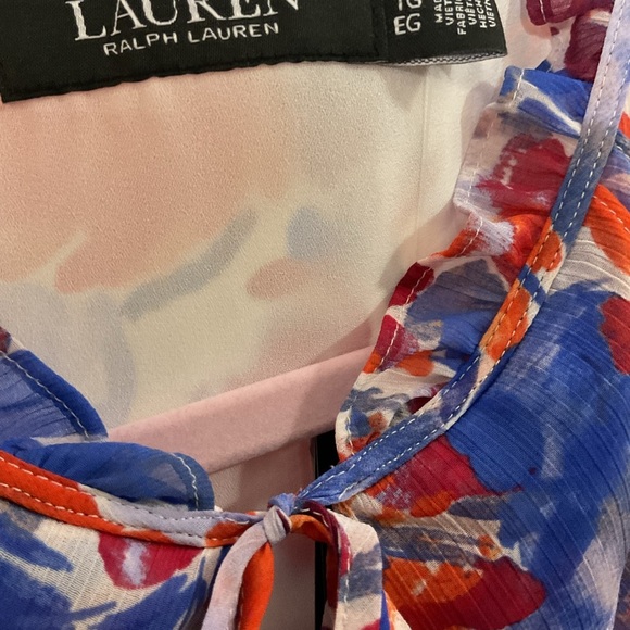 Floral Flutter Ruffle Blouse V-neck Ralph Lauren - Picture 10 of 11